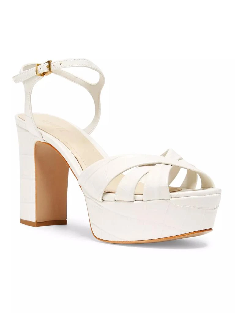 Schutz Keefa 100MM Crocodile-Embossed Leather Platform Sandals 2