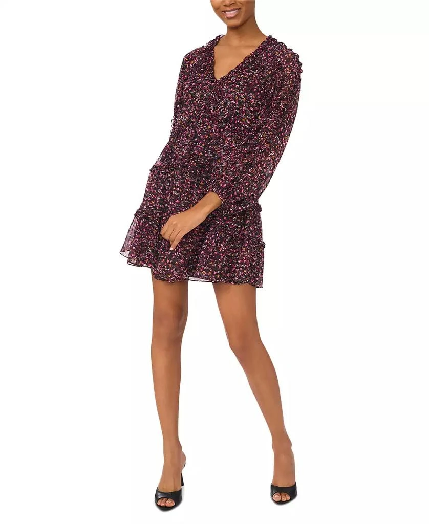 CeCe Women's Ruffled Long-Sleeve Tiered Mini Dress 1
