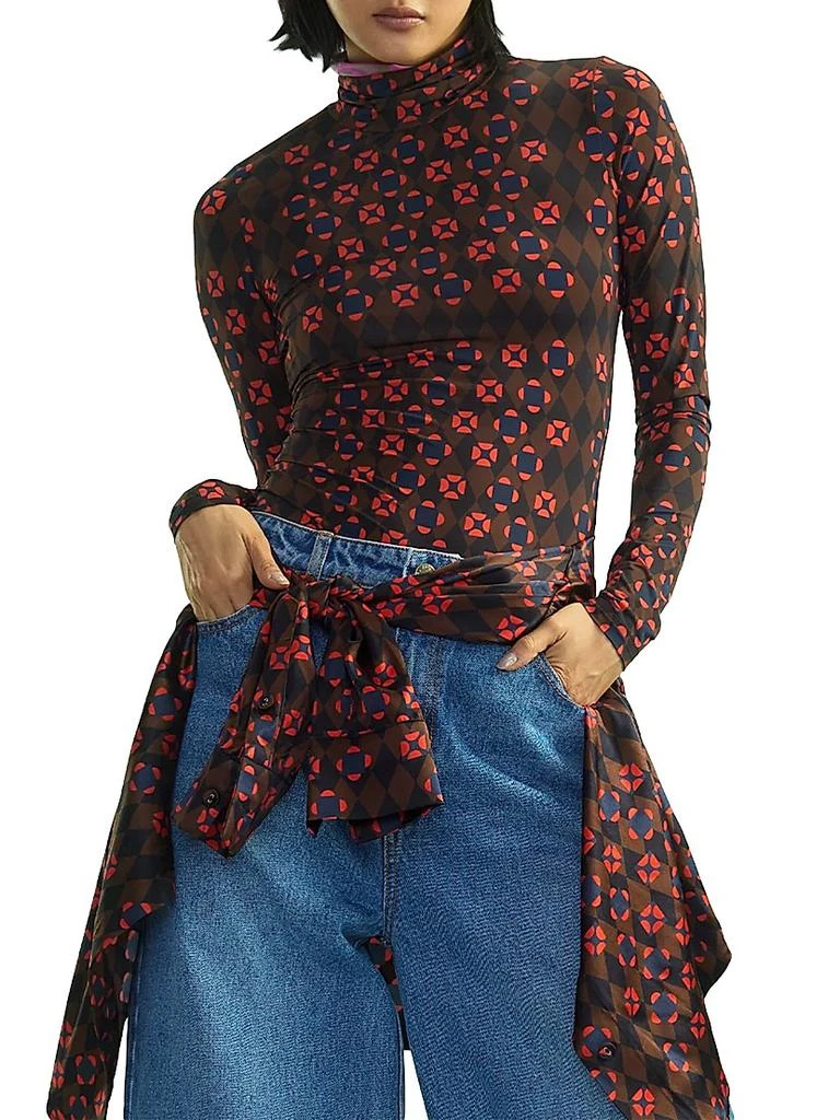 Cynthia Rowley Abstract Printed Mock Turtleneck Top 1