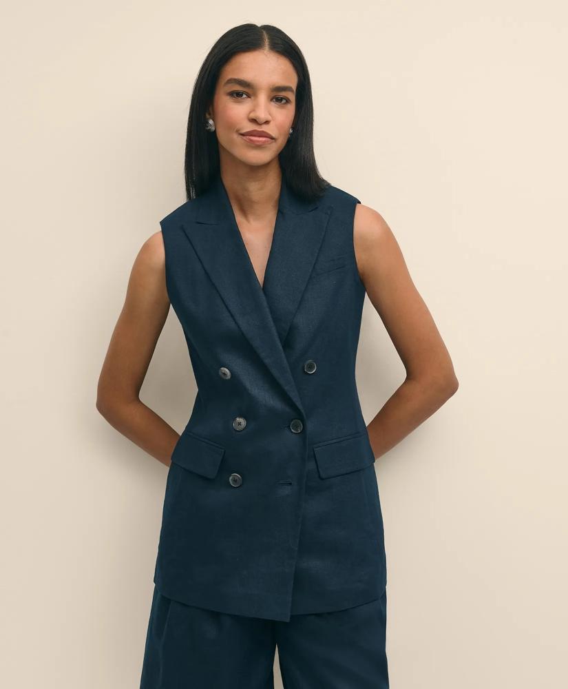 Brooks Brothers Linen Double-Breasted Peak Lapel Vest
