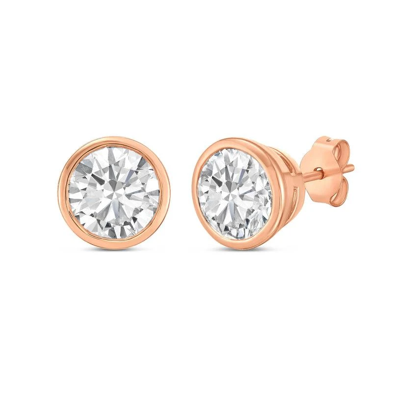 Diana M Jewels 14KT ROSE GOLD LAB GROWN ROUND STUDS IN A BEZEL SETTING WEIGHING 8.00 CTS TW 2