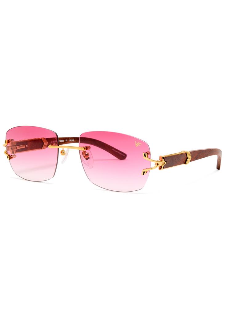 Vintage Frames Company Bal Harbour Wood Edition rectangle sunglasses