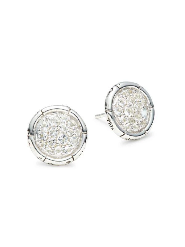 John Hardy Sterling SIlver & White Topaz Stud Earrings 1
