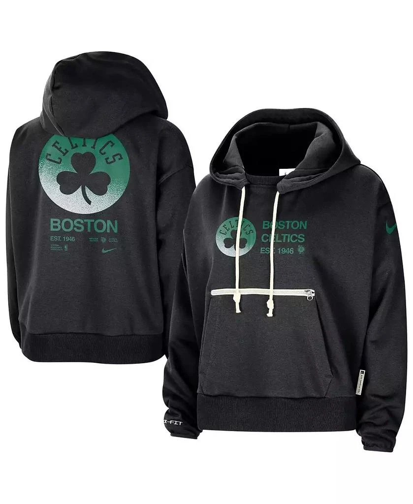 NIKE Women's Black Boston Celtics Courtside Standard Issue Performance Pullover Hoodie 1