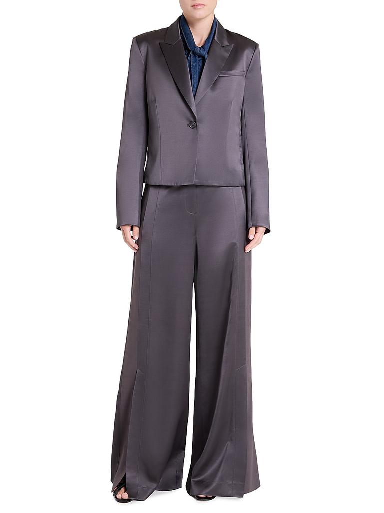 TWP Sawyer Satin Wool-Blend Boxy Blazer