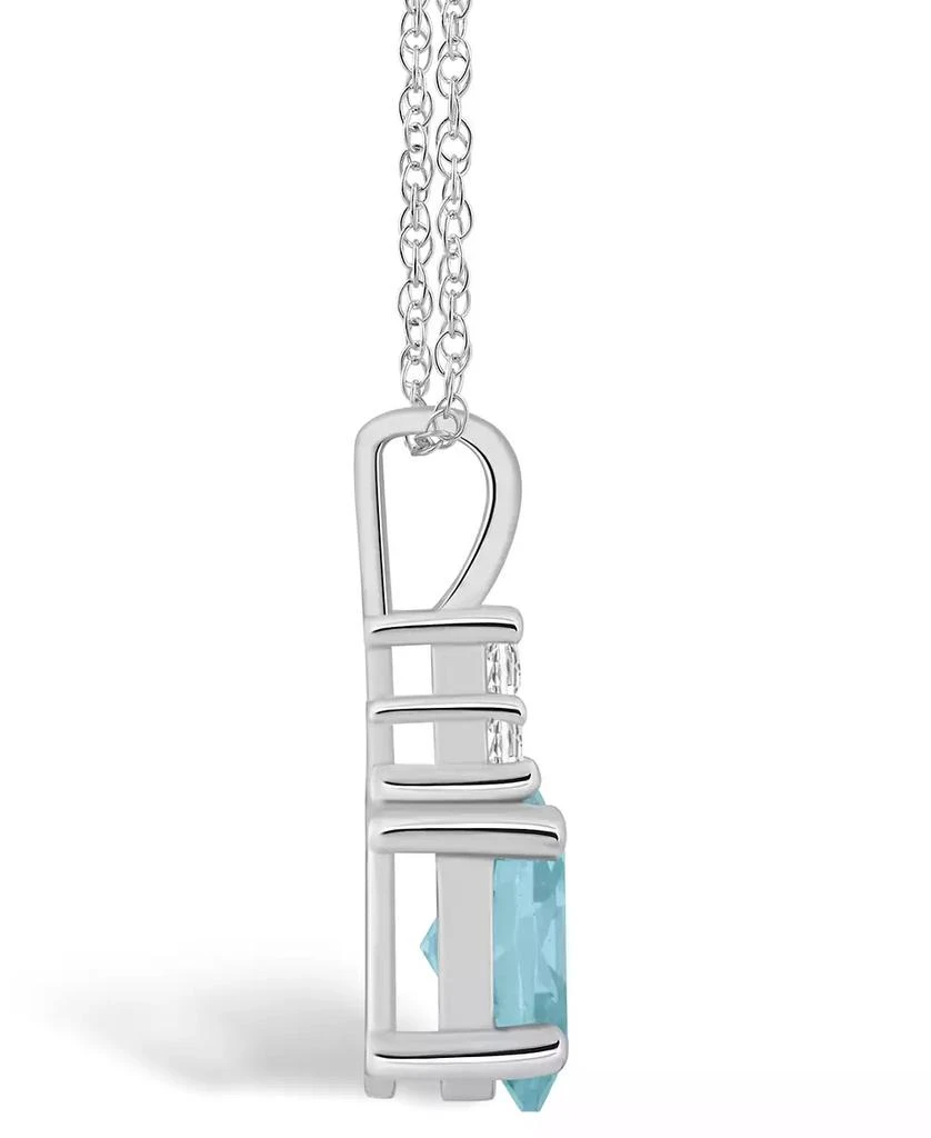 Macy's Aquamarine (1-1/7 Ct. T.W.) and Diamond (1/10 Ct. T.W.) Pendant Necklace in 14K White Gold 3