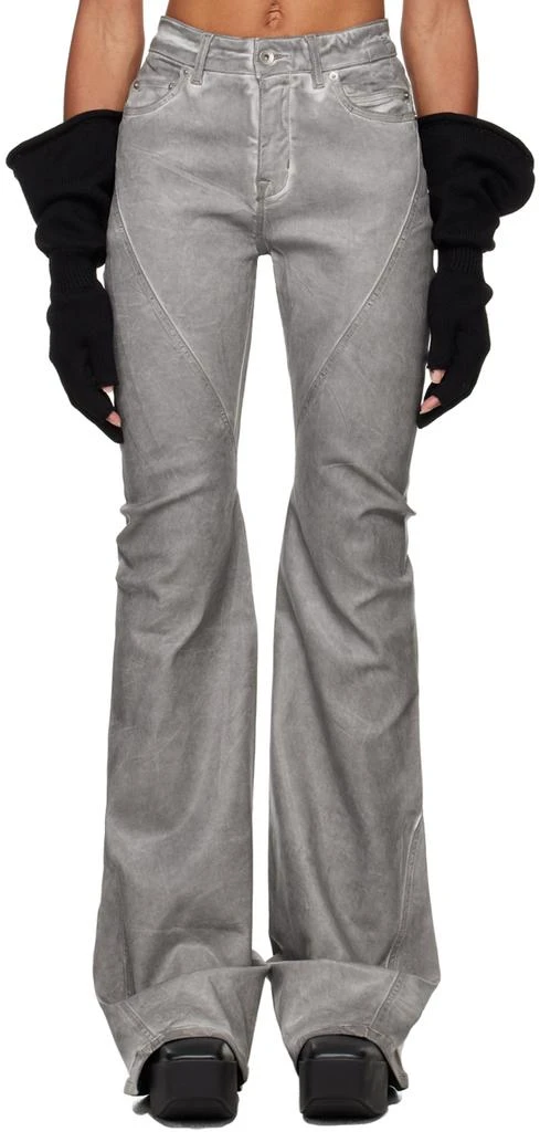 Rick Owens Off-White Bias Bootcut Jeans 1