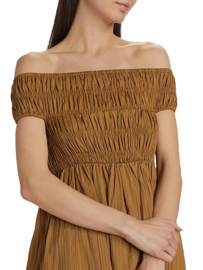 Line & Dot Chapman Smocked Off-The-Shoulder Midi-Dress 6