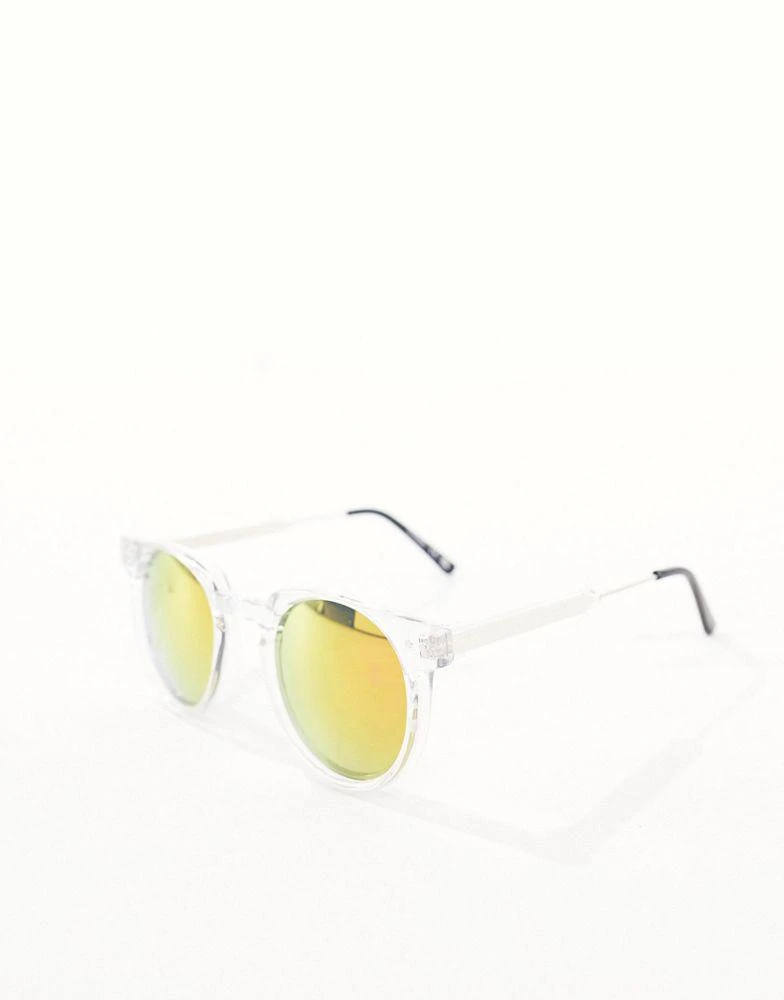 Spitfire Spitfire teddy boy round sunglasses in clear with orange mirror lens 3