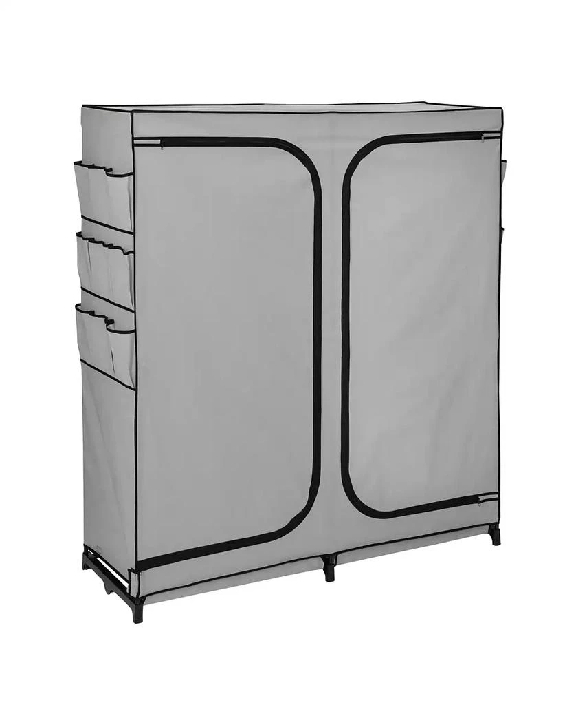Honey Can Do Wide 2 Door Portable Closet with Cover Side Pockets Wardrobe, 60" 1