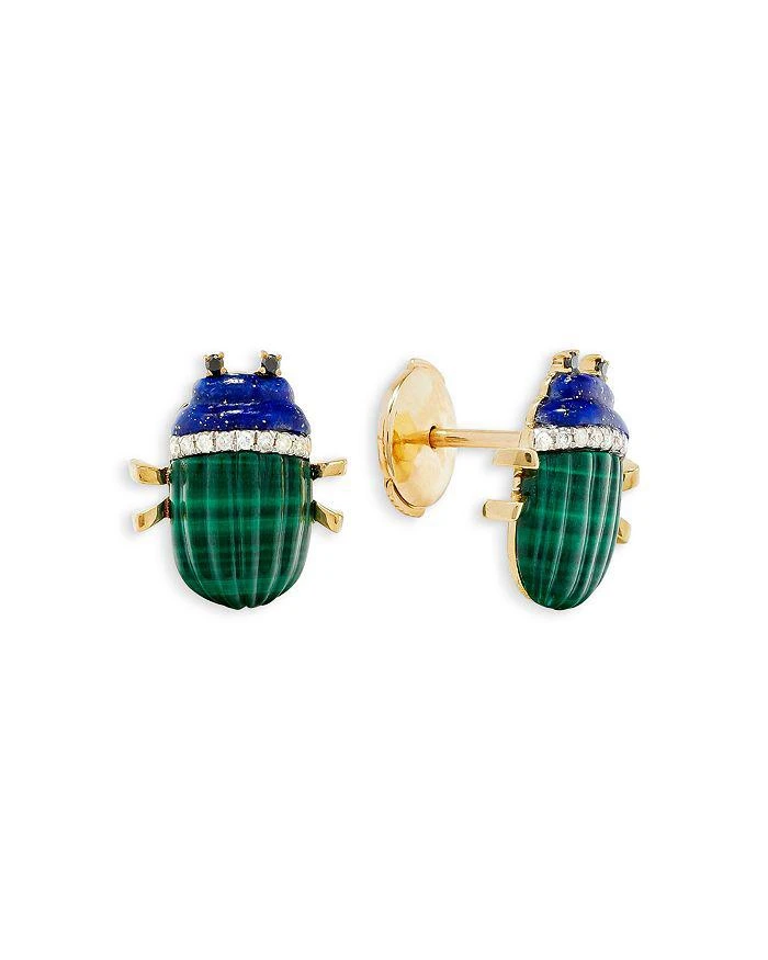 Yvonne Léon 9K Yellow Gold Paire de Mini Puces Scarabee Multi Gemstone
Multi Diamond Scarab Stud Earrings