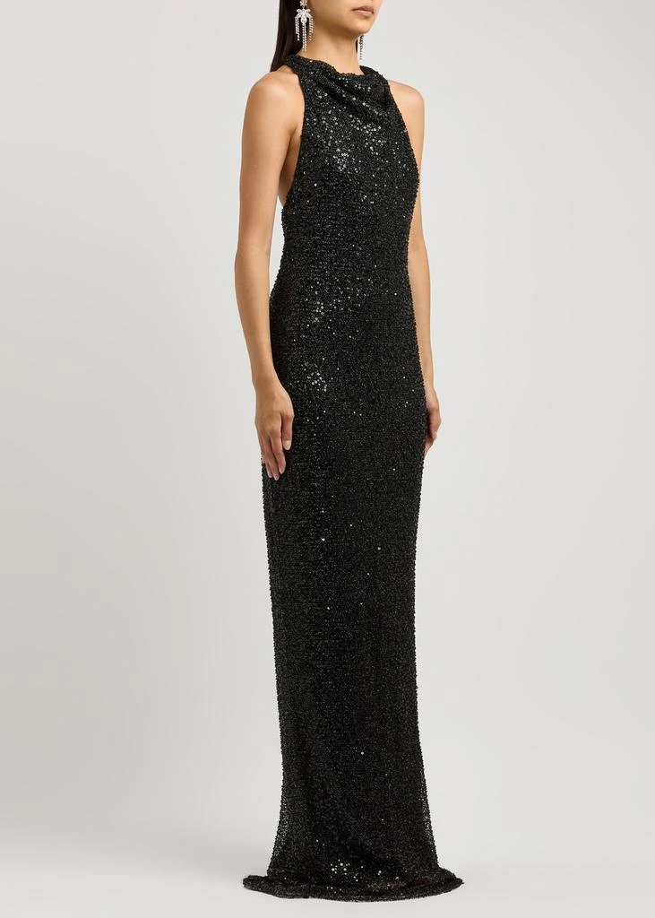 strapless open back dress Multi-layer Shiny Elegant Dresses for Women,Luxury Party Dress,Black P   formalgowns