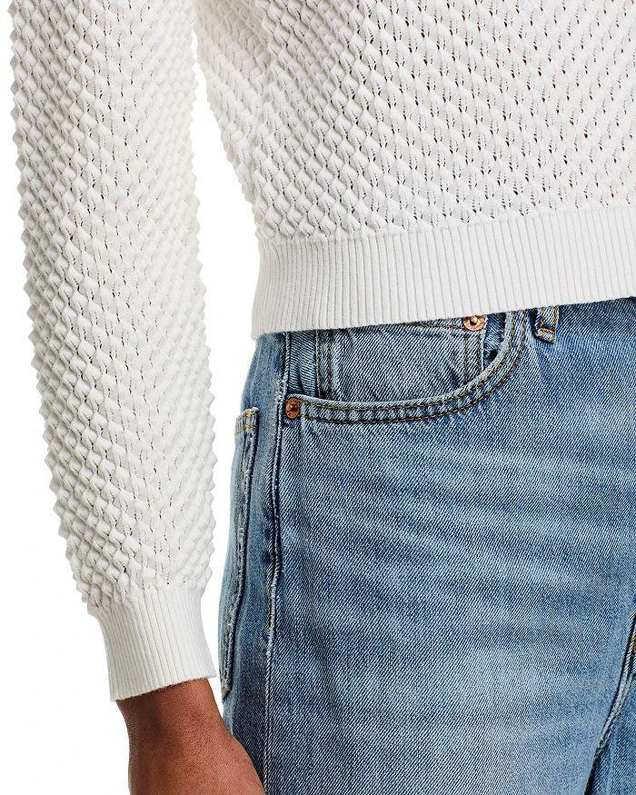 AQUA Long Sleeve Popcorn Stitch Sweater - Exclusive 4