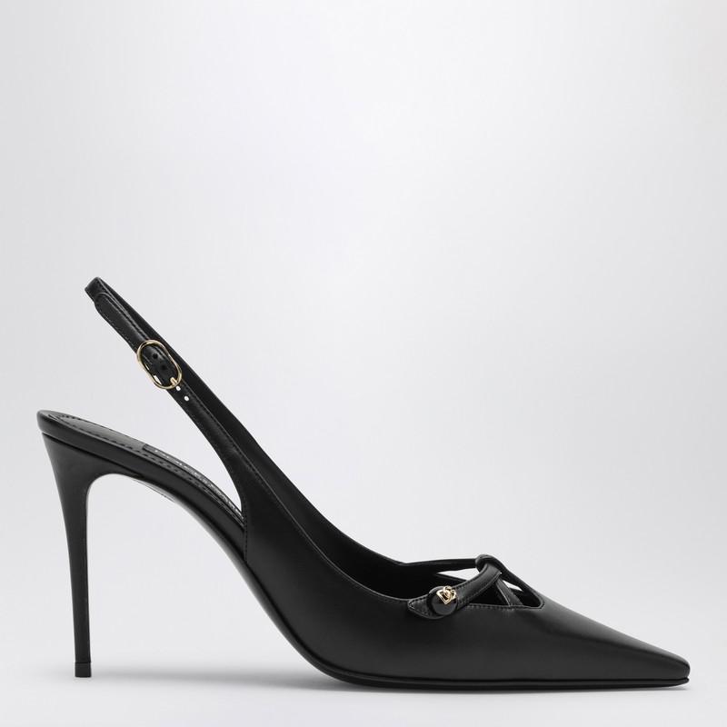 Dolce & Gabbana Black leather slingback décolleté Black 36-5