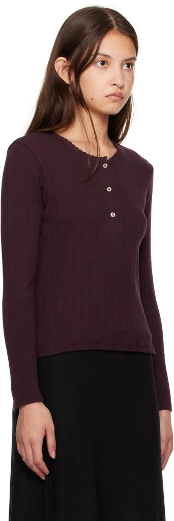 LESET Purple Pointelle Long Sleeve Henley 2