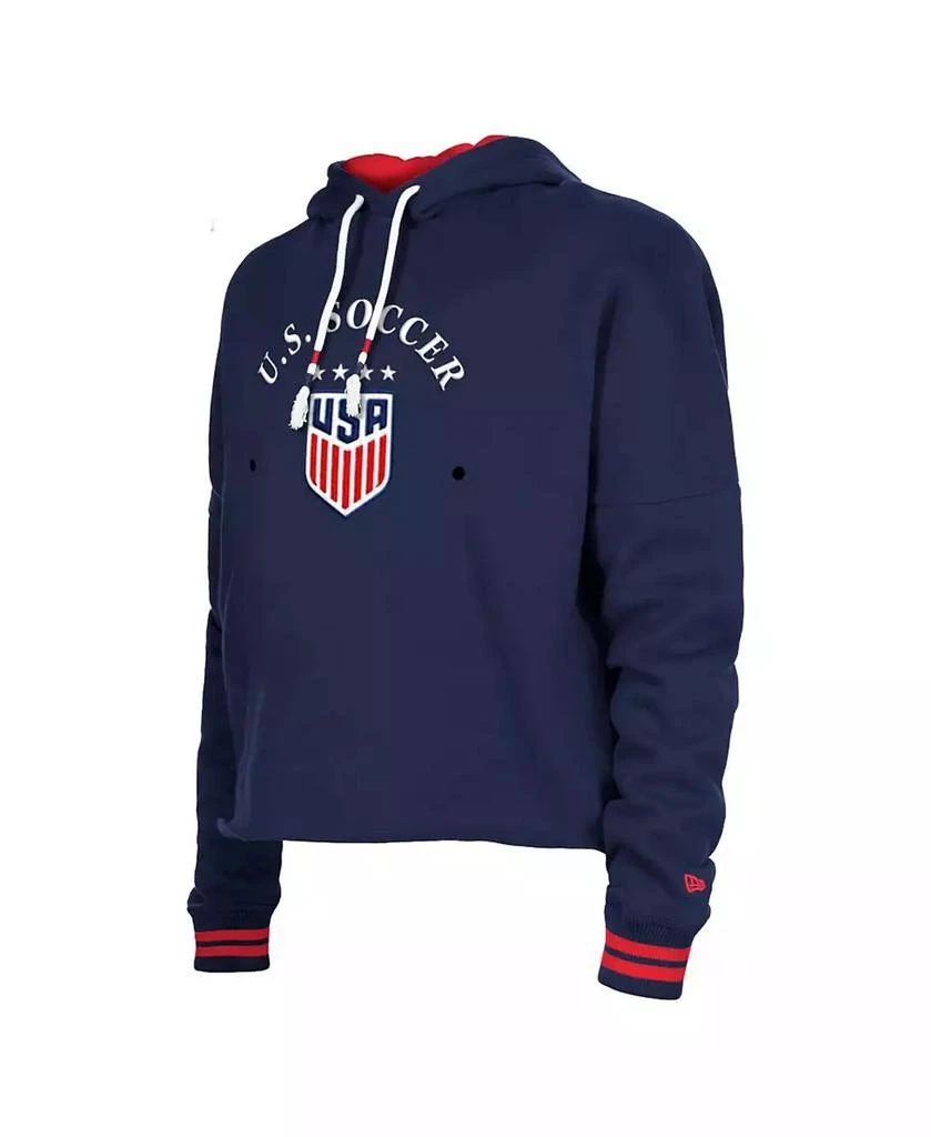 New Era Women's 5th & Ocean by Navy USWNT Athleisure Cropped Fleece Pullover Hoodie 2