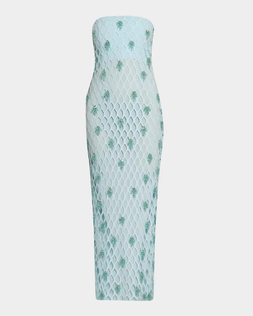 SIMKHAI Iridessa Strapless Beaded Column Gown