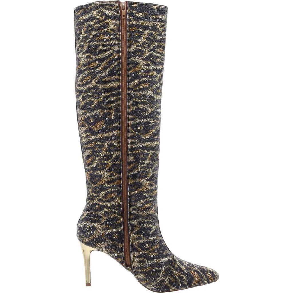 Betsey Johnson Brea Womens Rhinestone Animal Print Knee-High Boots 2