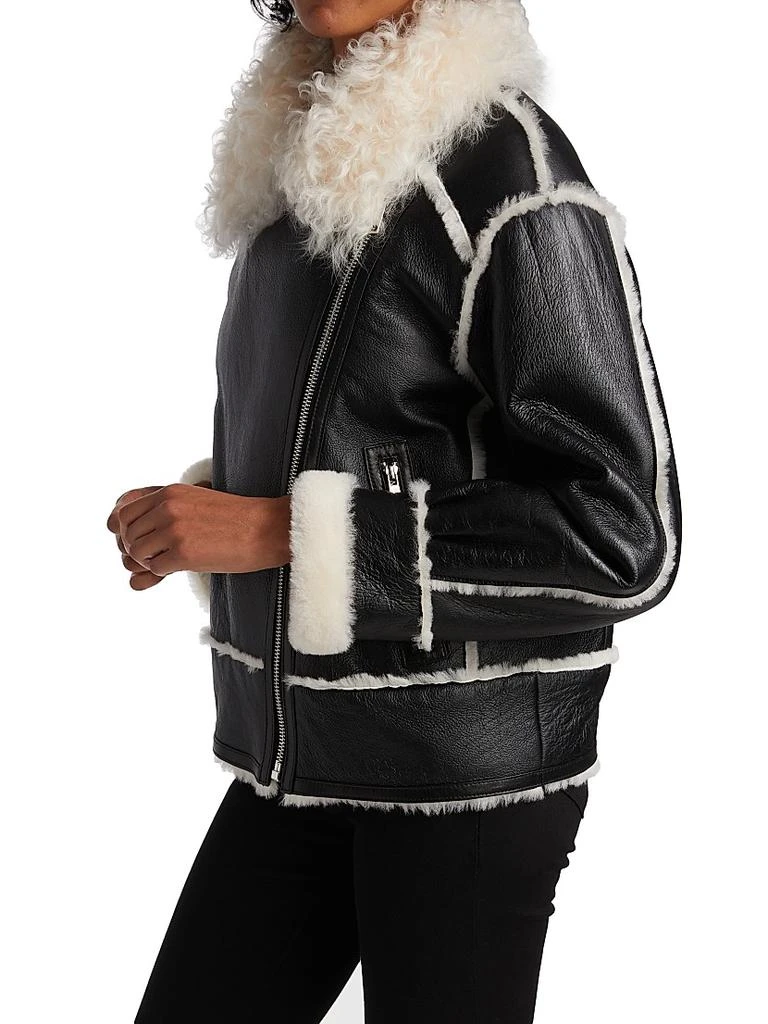 Maximilian Leather Shearling-Trimmed Moto Jacket 4