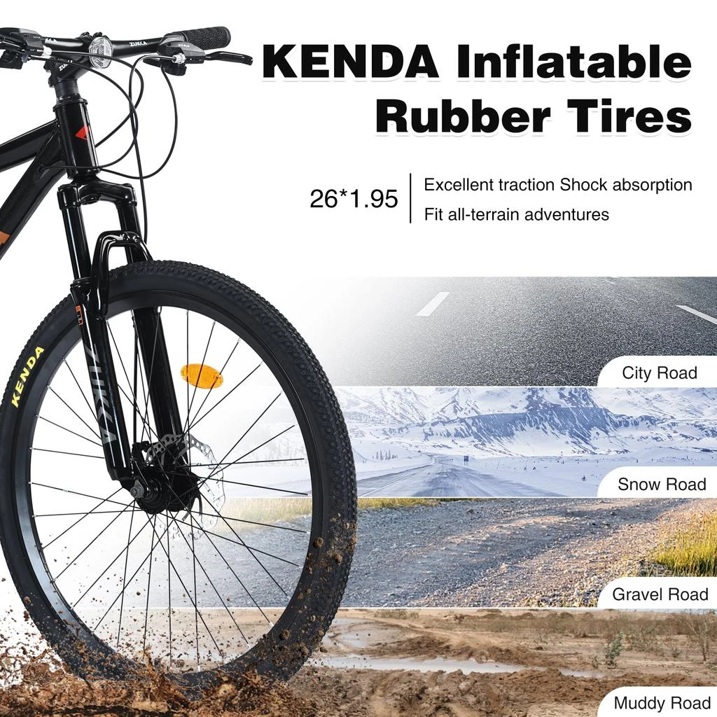 Streamdale Furniture Streamdale Mountain Bike for Men and Women 26 inch 24 Speed Suspension Fork KENDA Tires 3