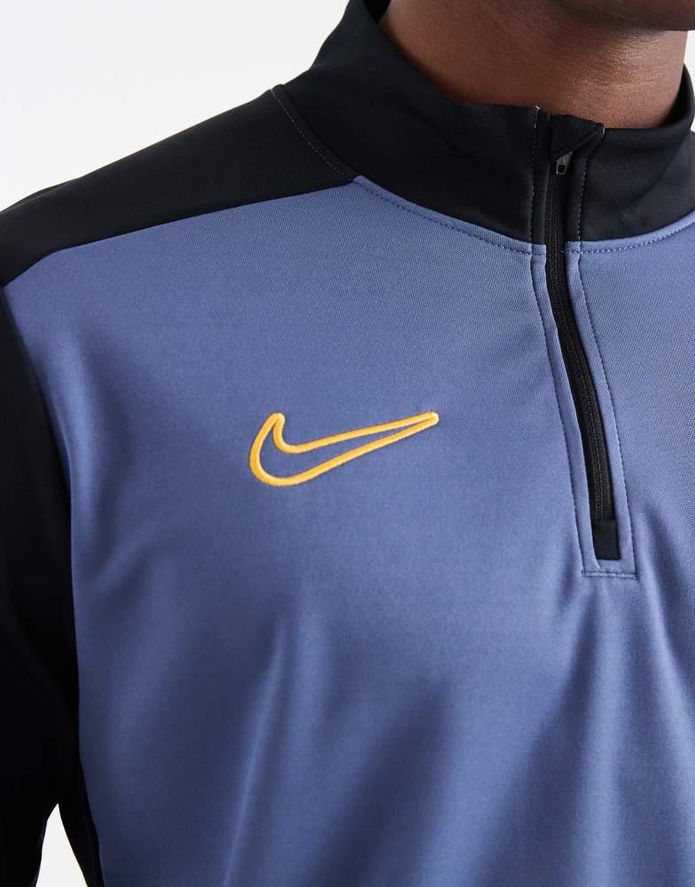 nike football academy quarter zip drill top in blue
