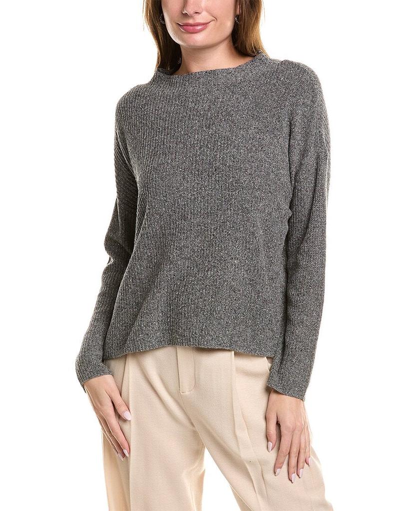 Eileen Fisher Pullover Sweater Gray Funnel Neck Long Sleeve Cotton popular Size Medium