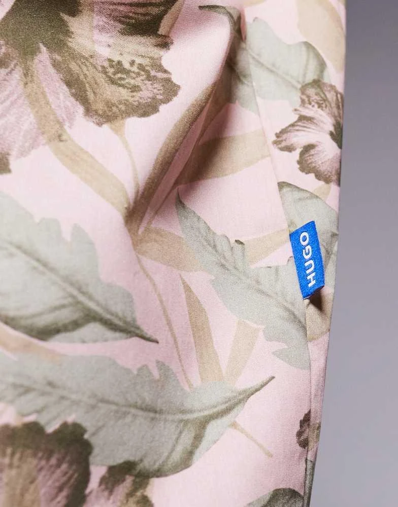Hugo Blue Hugo Blue relaxed fit printed short sleeve shirt in pink 4