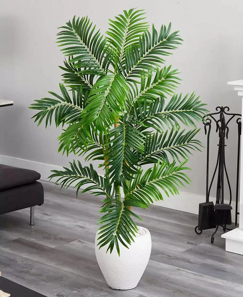 NEARLY NATURAL 63" Areca Palm Artificial Tree in White Planter 3