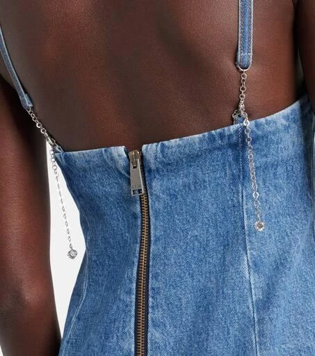 AREA Crystal-embellished denim minidress 6