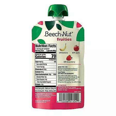 Beech-Nut Beech-Nut Veggies and Fruities Stage 2 Baby Food Pouch, Variety Pack, 3.5 oz., 18 ct. 5