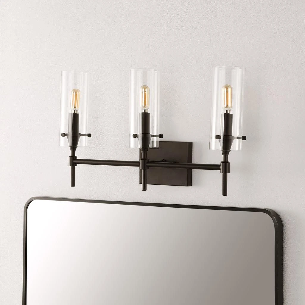 JONATHAN Y Cato 21.25" 3-Light Modern Farmhouse Iron/Glass LED Vanity 4