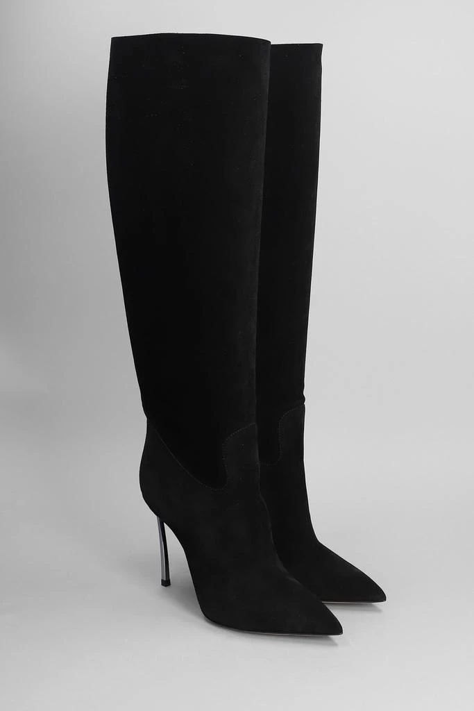 CASADEI Blade High Heels Boots In Black Suede 2
