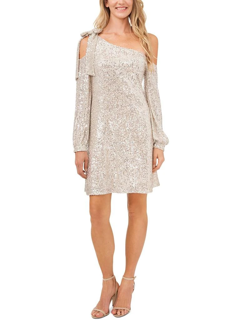 CeCe Womens Sequined One Shoulder Cocktail and Party Dress 3