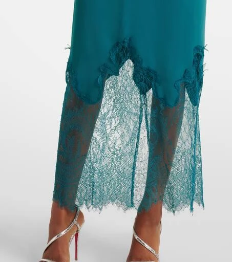 Costarellos Lace-trimmed draped midi dress 5