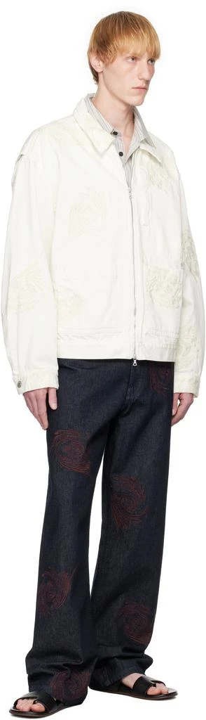 Dries Van Noten Navy Embroidered Pattern Jeans 4