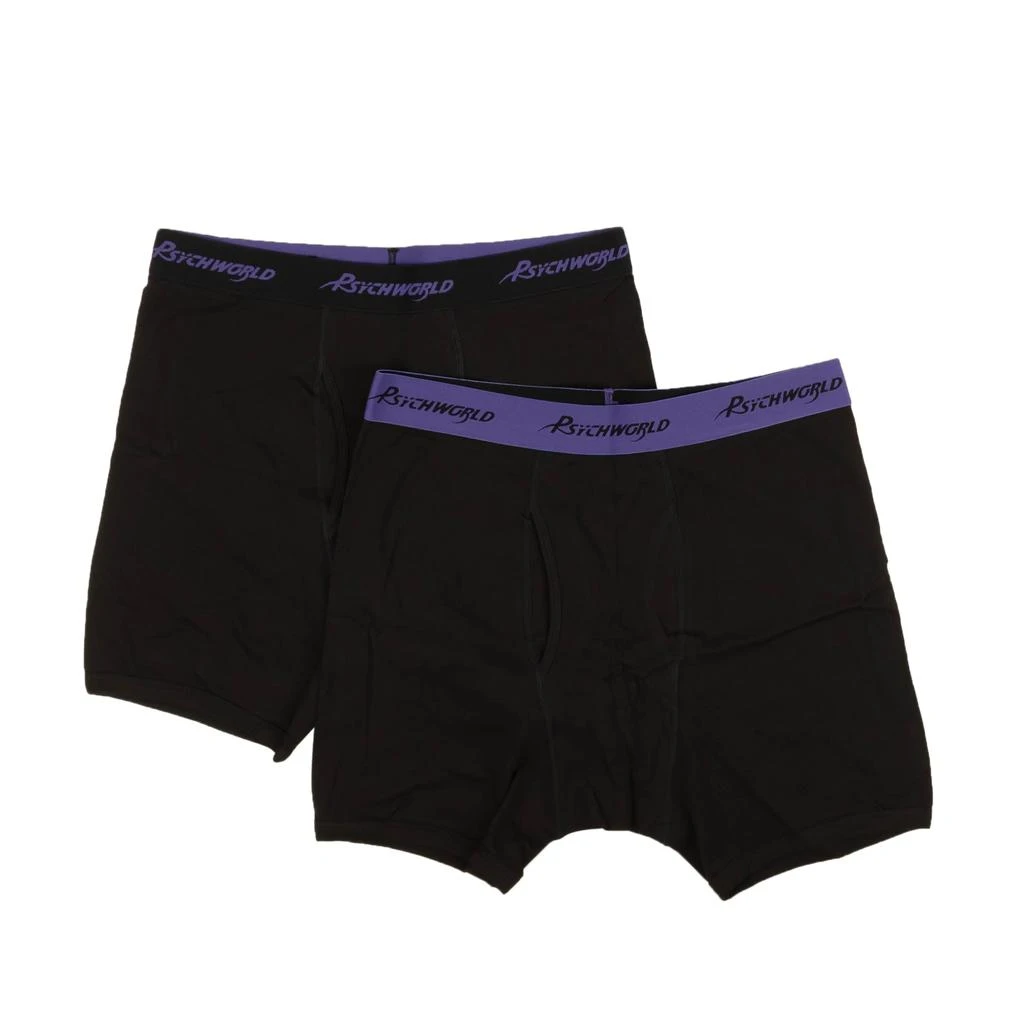 Psychworld 95-PSY-1034/XS Boxer_Shorts_Black/Purple Black/Purple PSYCHWORLD Logo Band Boxer Shorts 2 Pack 1