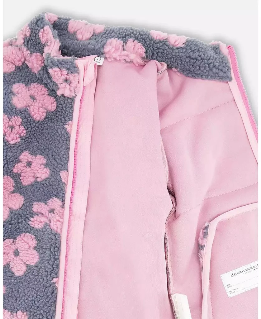 Deux par Deux Girls Sherpa Jacket Pink Flowers 5