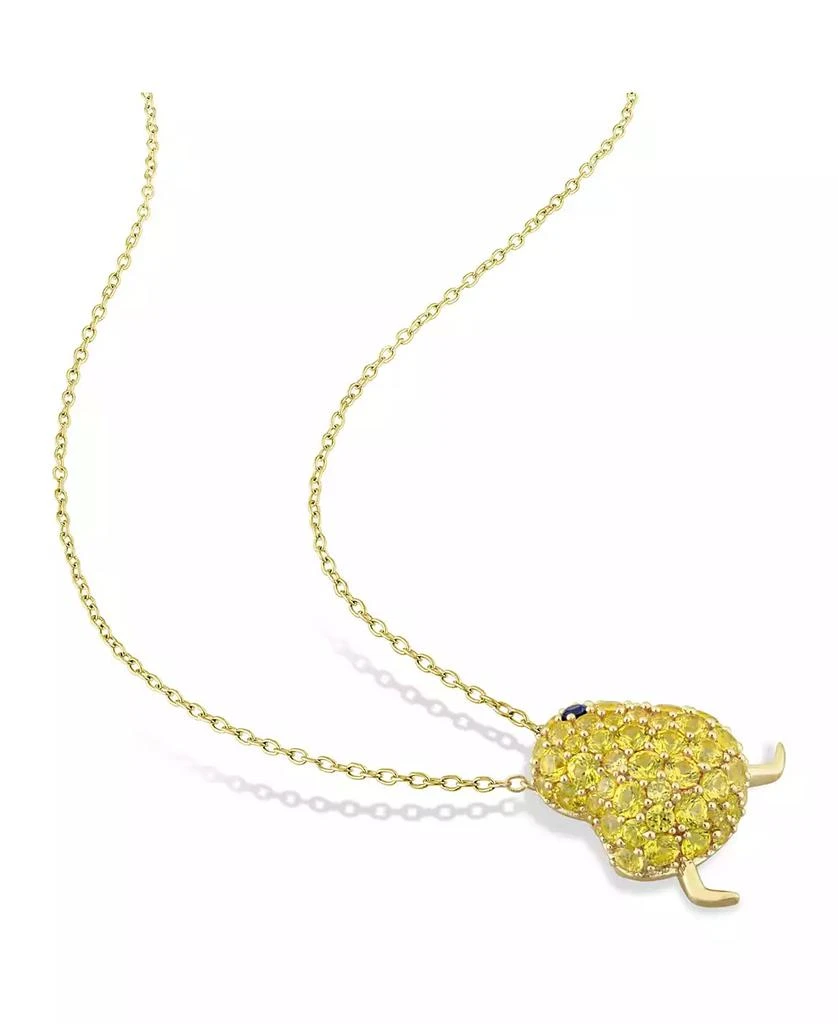 Macy's Lab Grown Blue and Yellow Sapphire (3 ct. t.w.) Chick Bird Necklace in 18k Gold Over Sterling Silver 3