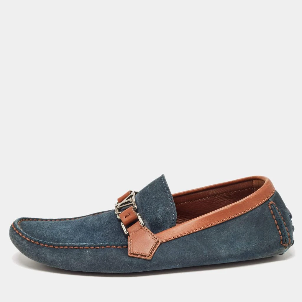 Louis Vuitton Louis Vuitton Blue/Brown Leather and Suede Hockenheim Loafers Size 42.5 1