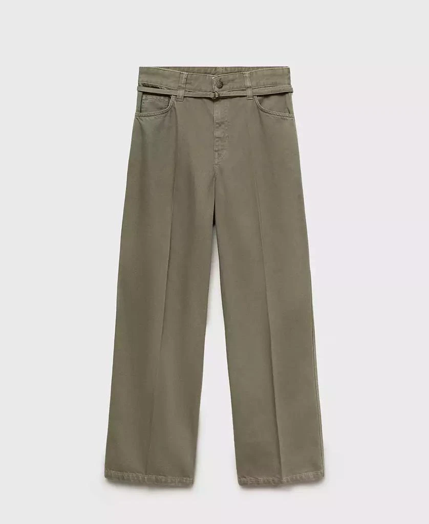 Mango Women's Belt Detail Wide Leg Jeans 1