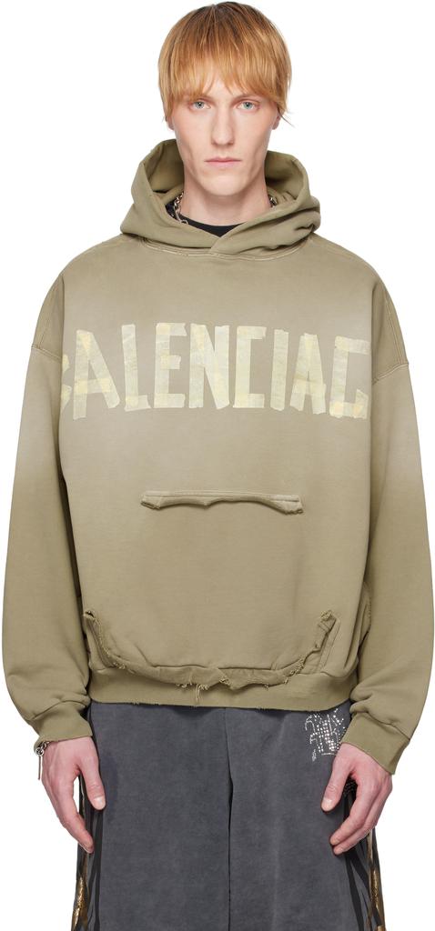 Balenciaga Tab Worn-Out Zip-Up Hoodie 'Black' 697949TMVC21151