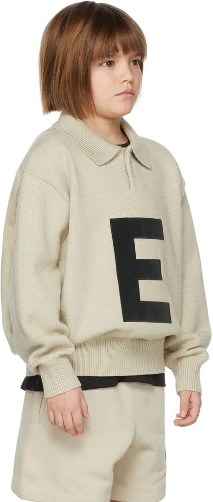 Essentials Kids Beige Knit Big E Polo Sweater 3