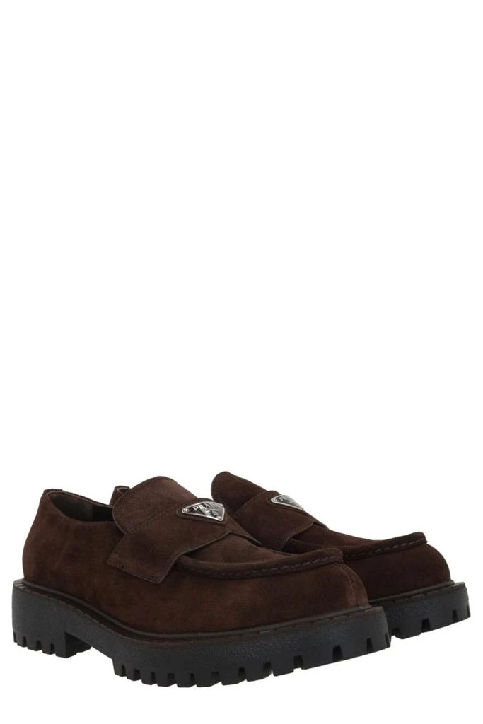 Prada Prada Logo Plaque Round Toe Loafers 2