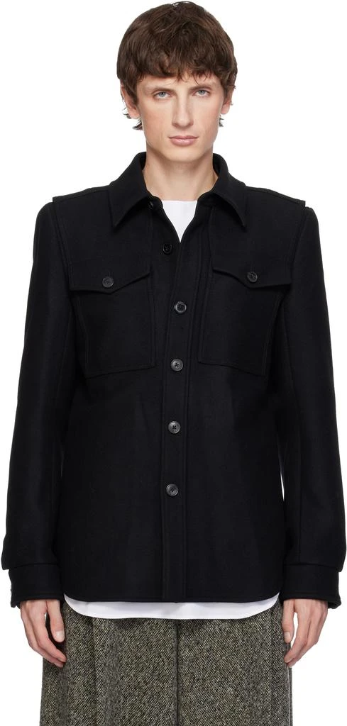 Dries Van Noten Black Constructed Wool Overshirt 1