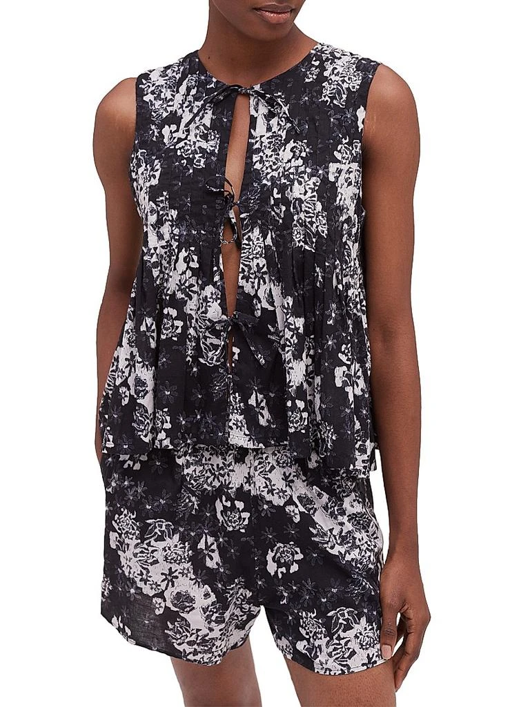 Desmond & Dempsey Flowers Of Time Pleated Cami & Shorts Set 5