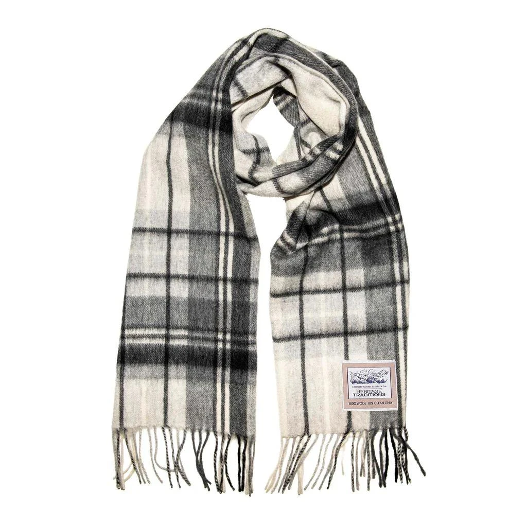 Heritage Heritage Traditions- Black/ White Check Brushed Wool Scarf 1