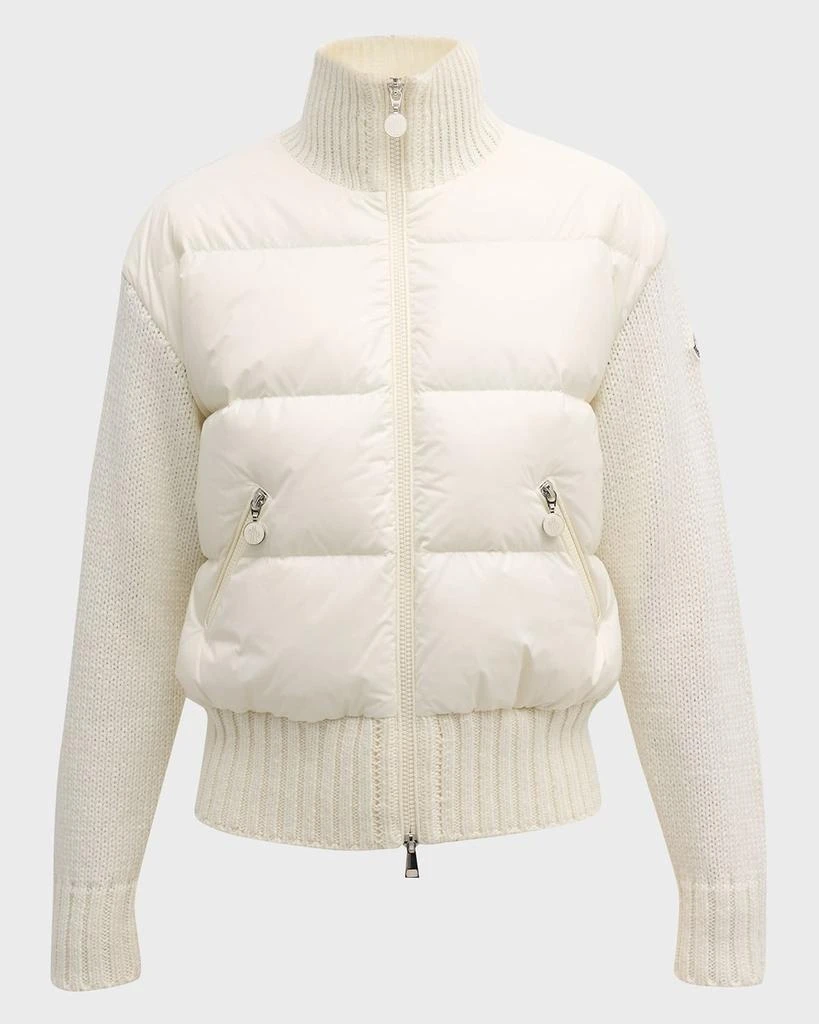 Moncler Wool Puffer Cardigan with Logo Embroidery 2