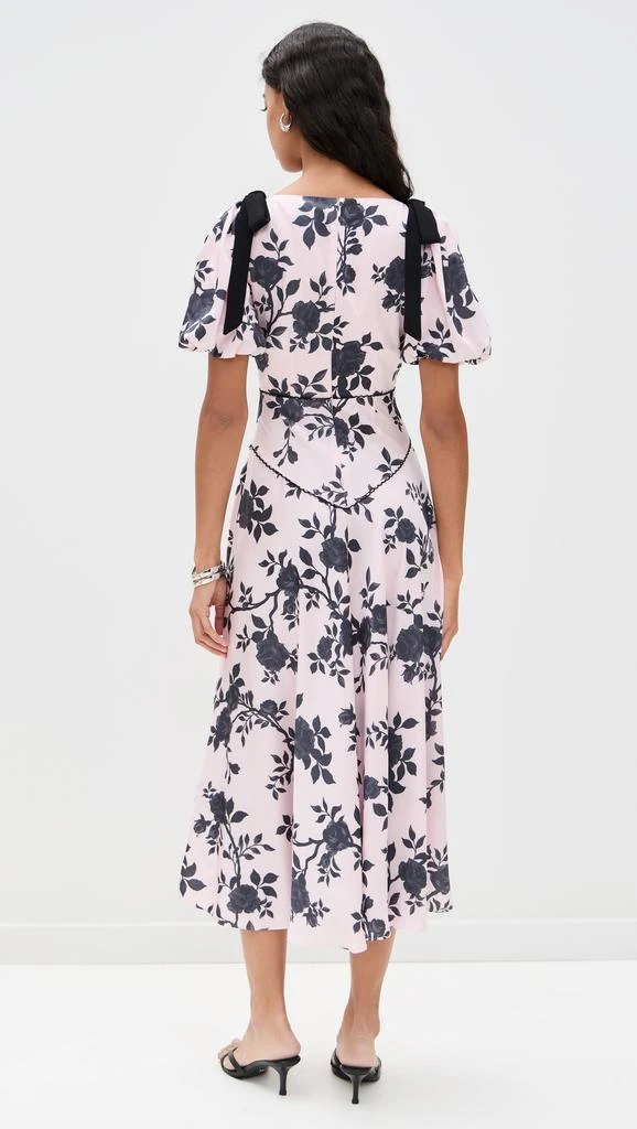 Self Portrait Pink Satin Floral Midi Dress 2
