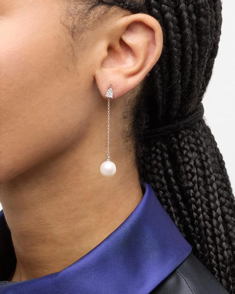 Utopia 18K White Gold Diamond Pendant Earrings with Freshwater Pearls 2