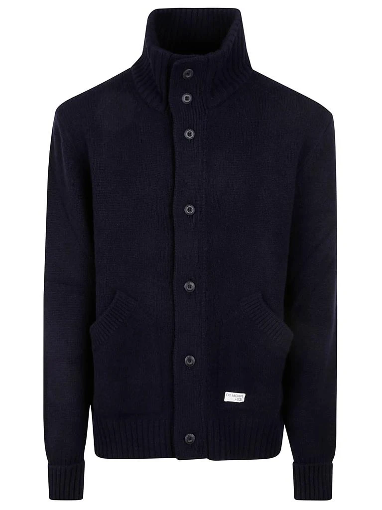 FAY High-neck Logo Patched Knit Jacket 1